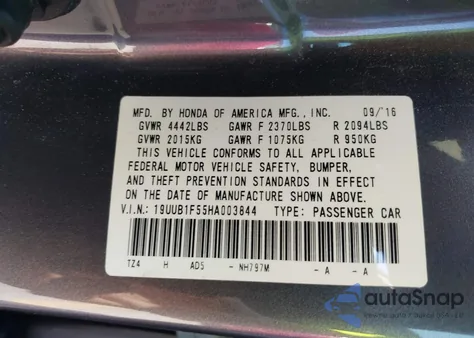 2017 Acura Tlx Technology Package z USA, uszkodzony, nr VIN 19UUB1F55HA003844